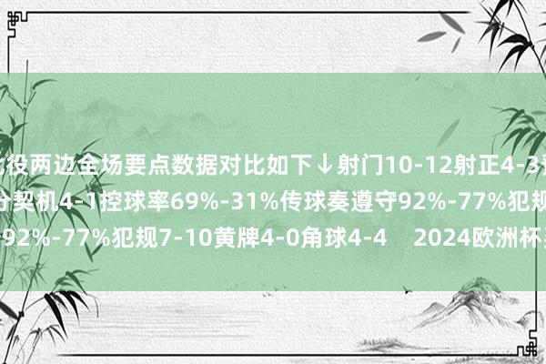 此役两边全场要点数据对比如下↓射门10-12射正4-3预期进球1.29-0.81得分契机4-1控球率69%-31%传球奏遵守92%-77%犯规7-10黄牌4-0角球4-4    2024欧洲杯买球体育信息