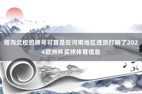 塔沟武校的牌号可算是在河南地区透顶打响了2024欧洲杯买球体育信息